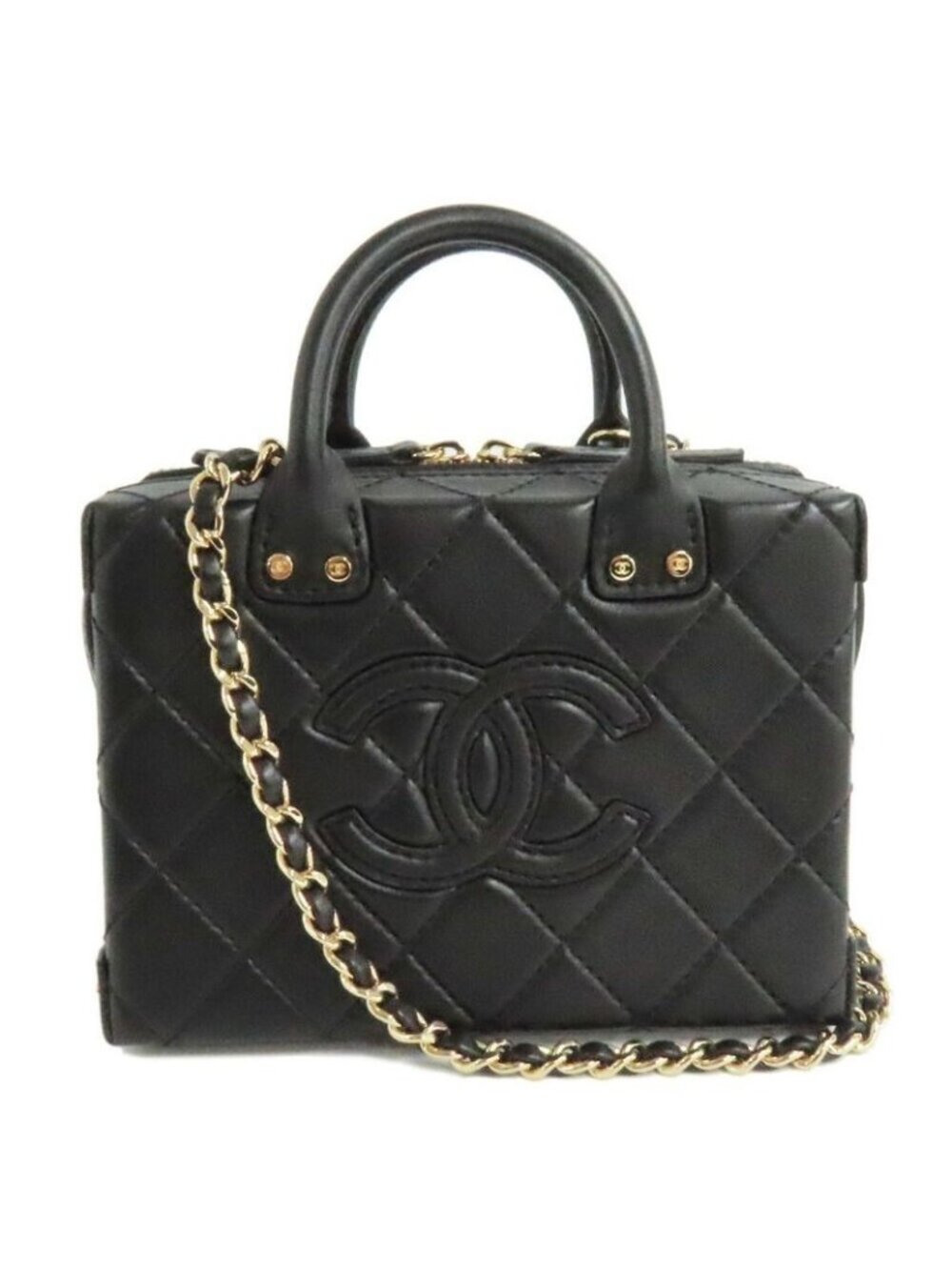 Chanel Small Vanity Case Chain Shoulder Bag As3344 Black Gold Hardware